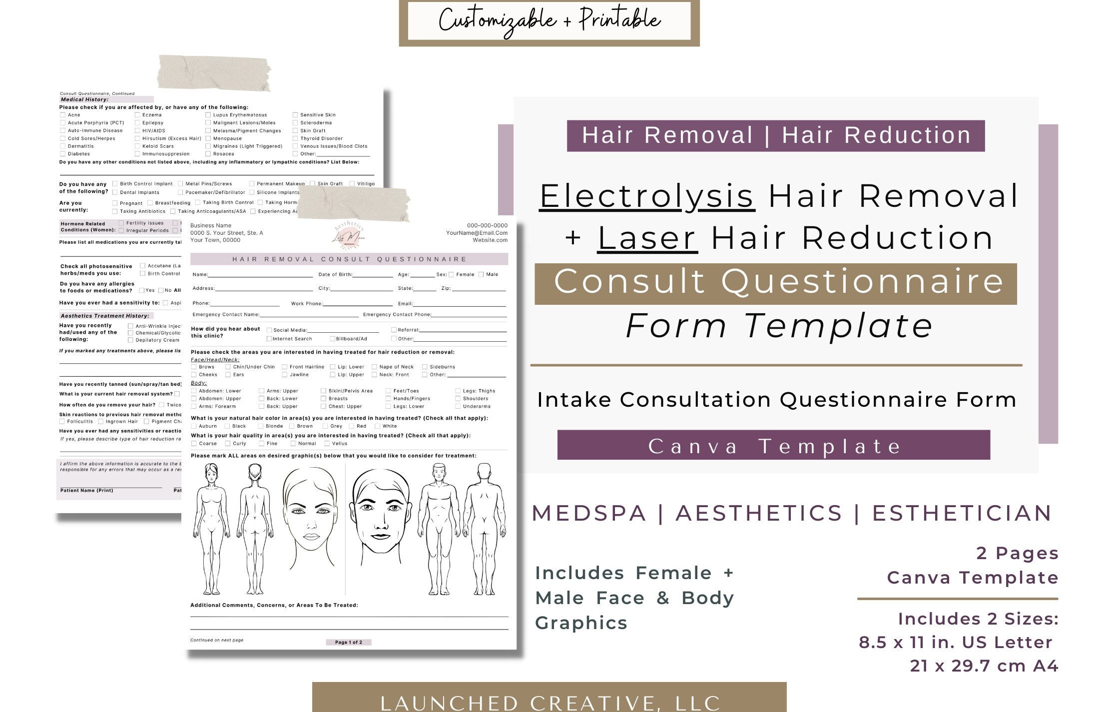 Laser Hair Electrolysis Hair Removal Intake Questionnaire Laser