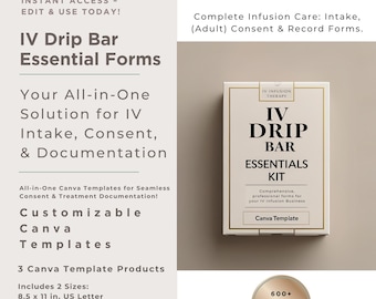 IV Therapy Form Template Bundle | Elective IV Infusion Consult | IV fluids Consent Form | iv questionnaire | iv treatment record| Canva
