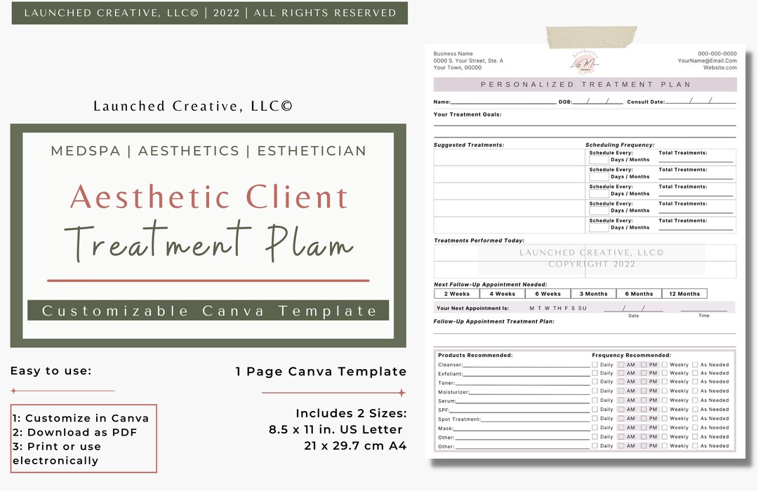 Aesthetic Treatment Plan Form Template Cosmetic Nurse Medspa Aesthetic Treatment Plan Form Template Cosmetic Nurse Medspa