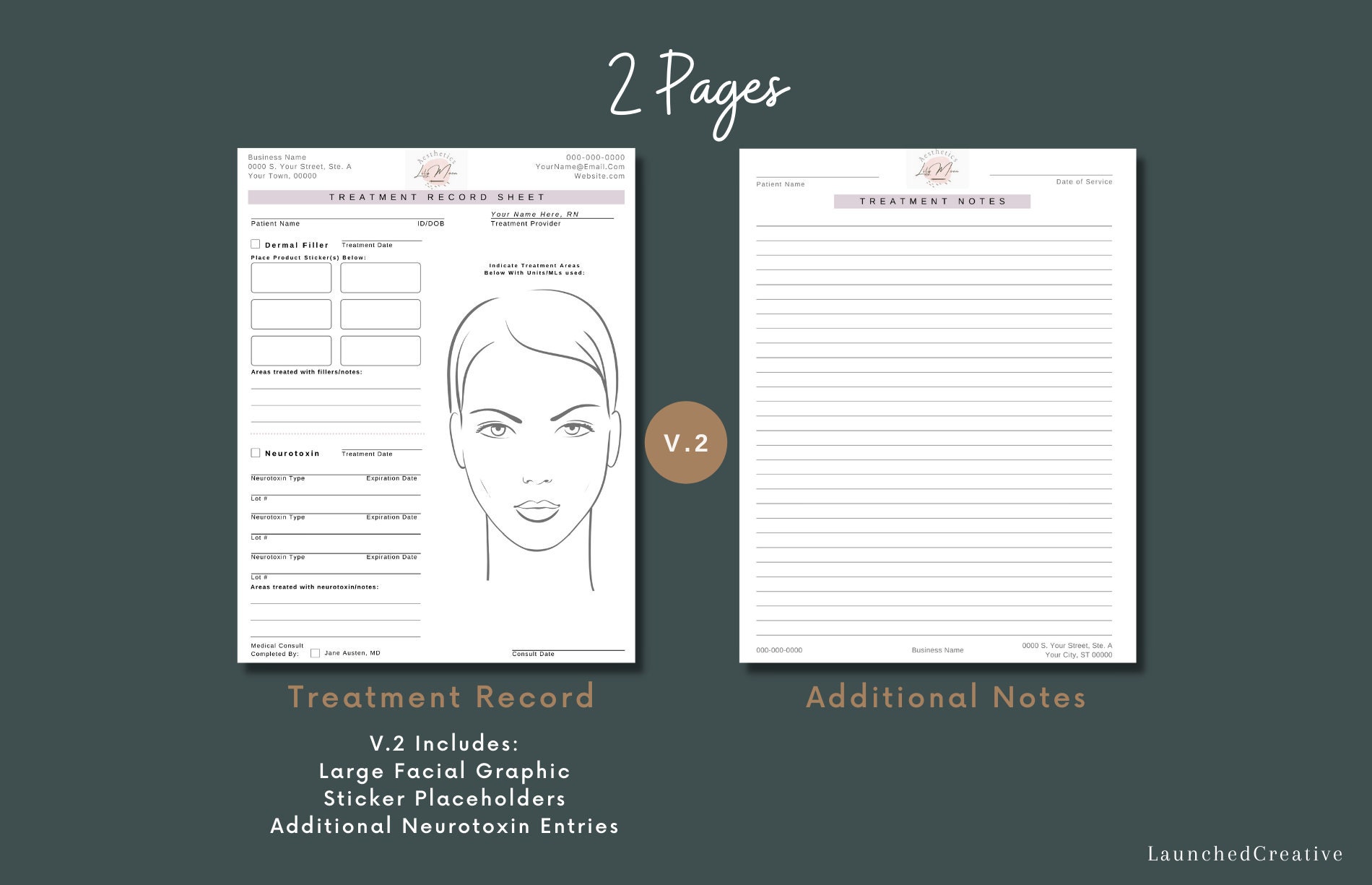 Printable Botox Treatment Record Template