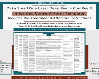 Deka SmartXide Consent Form Template | CoolPeel® Laser Consent | Deka Deep Peel Laser Consent | SmartXide CoolPeel® Deka Deep Peel | Canva