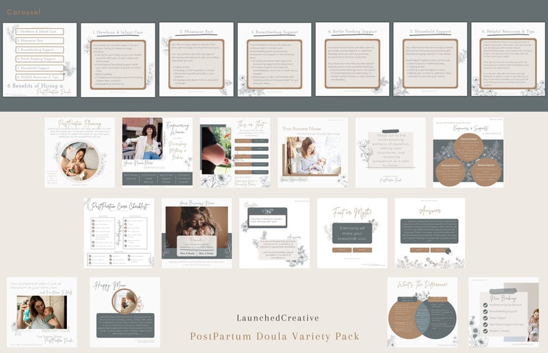 postpartum doula birth coach night nurse social media marketing post templates for instagram and facebook

Customizable in Canva