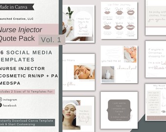 Nurse Injector Instagram Facebook Posts | MedSpa | Botox Filler | Editable | Canva Templates | Quote Pack