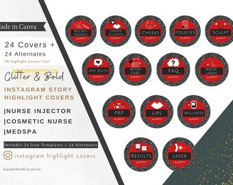 48 Nurse Injector Instagram Story Highlight Cover Icons | Cosmetic Nurse | MedSpa Botox Filler Icons | Nurse Injector Icons | Customizable