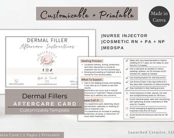 Filler Aftercare Card | Printable Filler Aftercare Instructions Template | Customizable Dermal Filler Aftercare | Aesthetic Nurse Injector