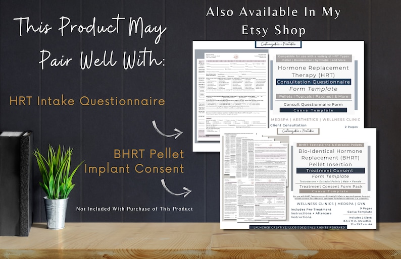 Hormone Pellet BHRT implant therapy flyer. Canva template. US Letter size