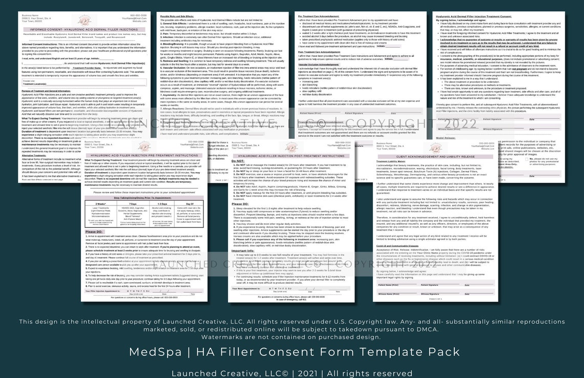 Dermal Filler Consent Form Hyaluronic Acid Filler Informed Etsy