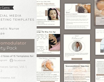 Tox Injection Instagram Posts |Neuromodulator Instagram Posts | Botox Dysport Xeomin Aesthetics Social Media Template | MedSpa Nurse Canva