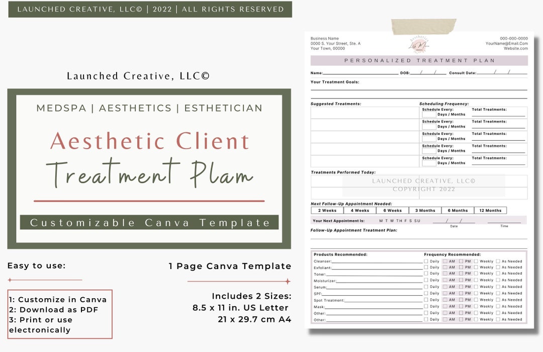 Aesthetic Treatment Plan Form Template Cosmetic Nurse Medspa Aesthetic Treatment Plan Form Template Cosmetic Nurse Medspa