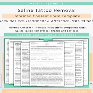 Saline Tattoo Removal Consent Form Template | LI-FT Saline Tattoo Removal Consent | Botched Ink Saline Tattoo Removal Consent Form | Canva