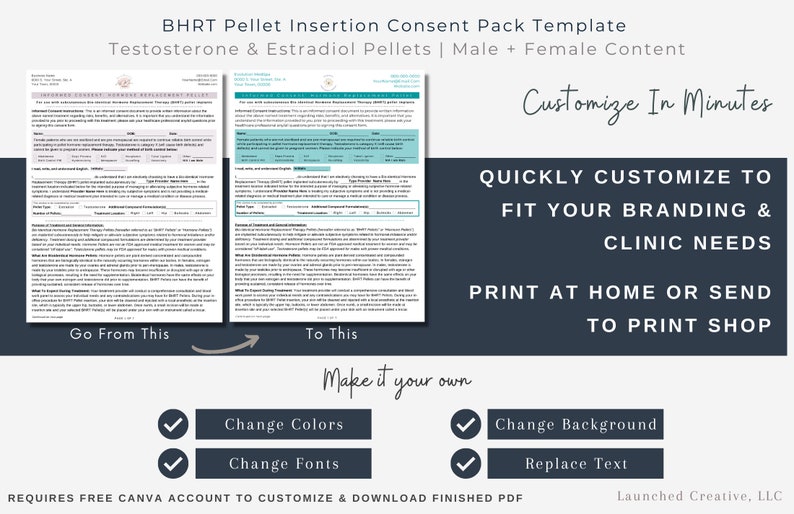 BHRT Testosterone Pellet Estrogen Pellet Consent Form Template Hormone