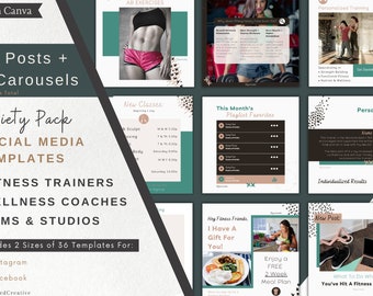 Fitness Wellness Instagram Post Templates | Health Wellness Social Media Posts | Fitness Quotes | Yoga Wellness Templates | Facebook Posts