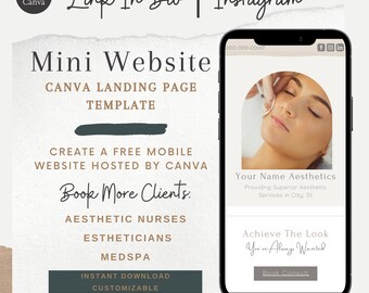 Instagram Landing Page Nurse Injector | Link In Bio | Mini Website | Cosmetic Nurse | Instagram Canva Template | Neutral Template