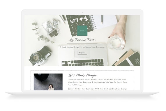 La Femme Feminine Blog One Page Layout (Wordpress Divi Theme Photographer Blogger)