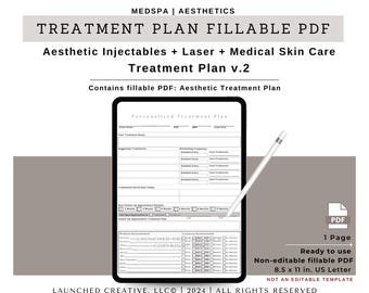 Aesthetic Treatment Plan v.2 Fillable PDF | Aesthetic Treatment Plan | Chemical Peel Filler Tox Injectables Laser Medusa Treatment Plan