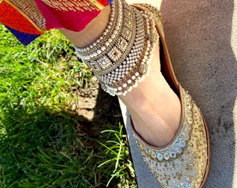 Pakistani Bridal Payal: Pearl & Crystal Anklet
