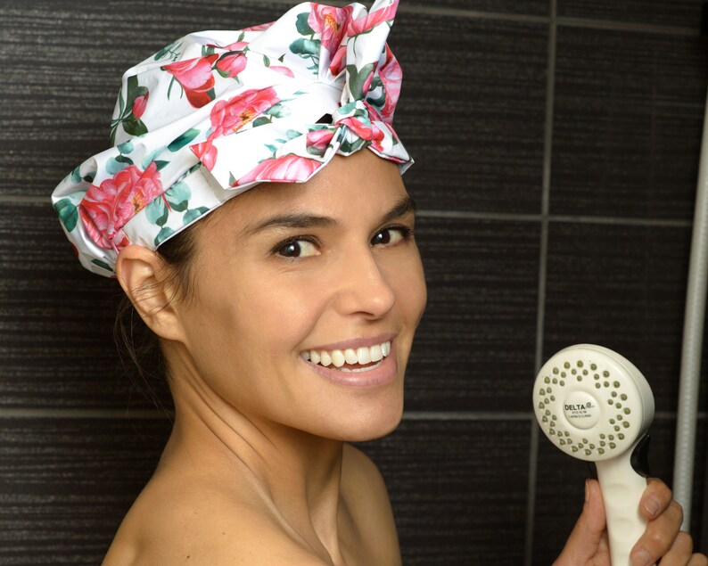 Shower Cap for Women Long Hair. Waterproof Reusable Shower Cap Etsy