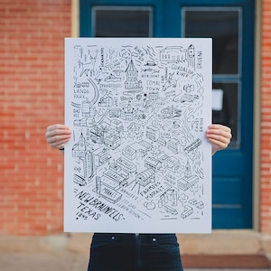 New Braunfels Map |   Art silkscreen poster | Texas Art Map