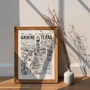 Gruene Texas small map print