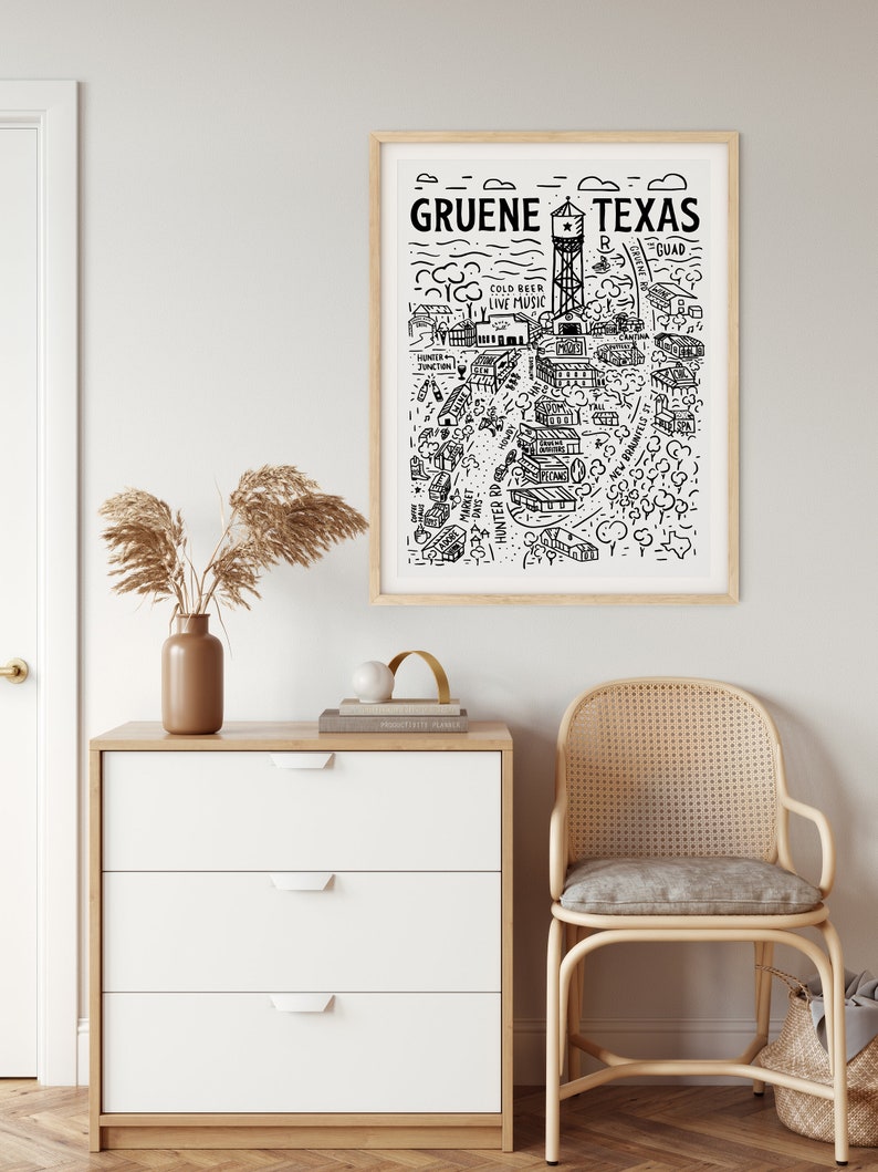 Gruene Texas Silkscreen Poster Map Etsy
