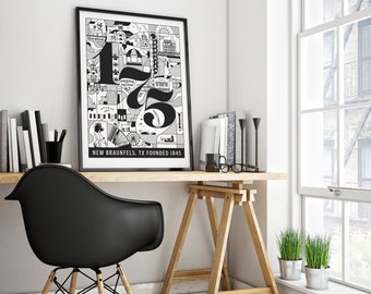 Limited Edition Neues Braunfels TX 175 Jahr Jubiläums Poster - Edition 2