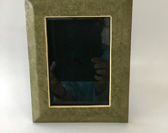 Olive Green Shagreen Photo Frame by R&Y Augousti