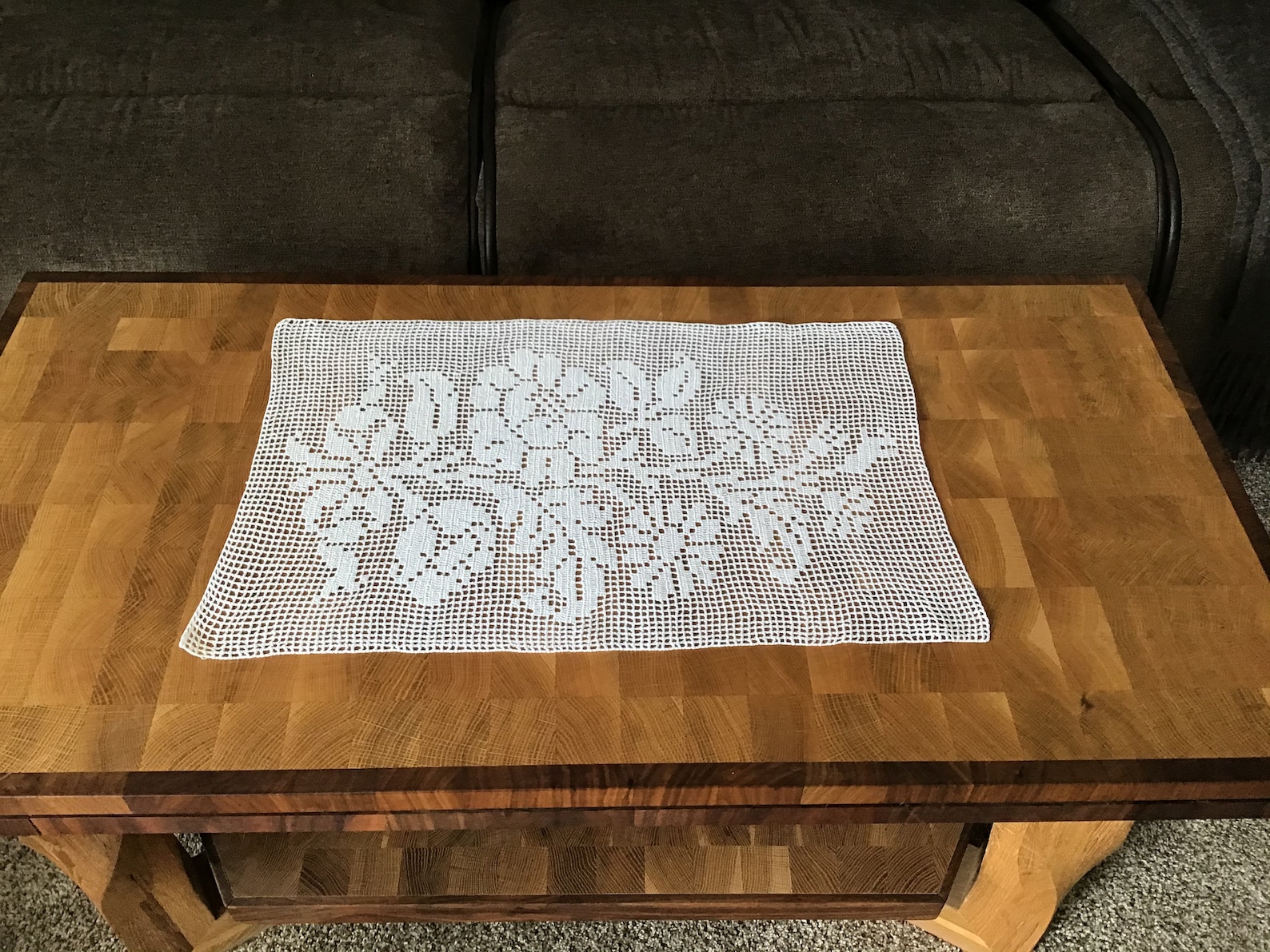 Handmade Crochet Filet Table Runner Flower Pattern 22 X 14 Etsy