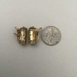 Gold Color Metal Beer Stein with Detailed People Design by Carradus Miniatures set of 2.