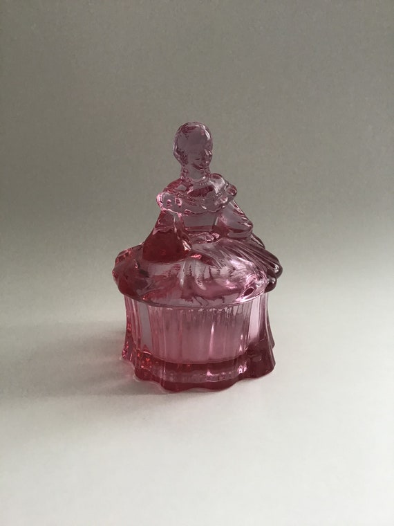 Vintage Mosser Glass Colonial Pink Lady Trinket Bo