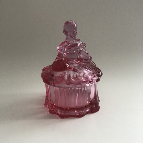 Vintage Mosser Glass Colonial Pink Lady Trinket Box