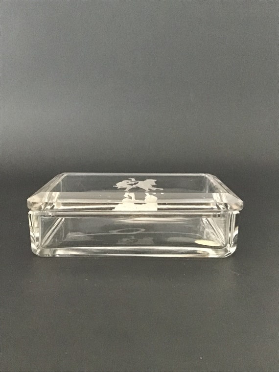 Bohemian Glass: Lidded Cigarette/Trinket Box Etch… - image 4