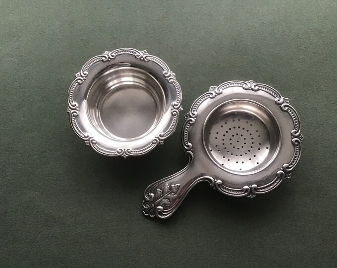 Vintage Tea Strainer With Drip Bowl Silver Plated, by Hans Jensen
