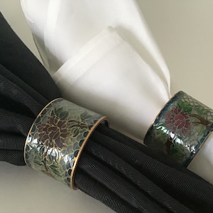 Vintage Chinese Plique-a-Jour/Clear Cloisonne Napkin Rings/Holders Set of 12