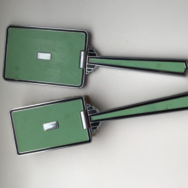 Vintage Art Deco Hand Mirror and Brush Set by EAM (Elgin).