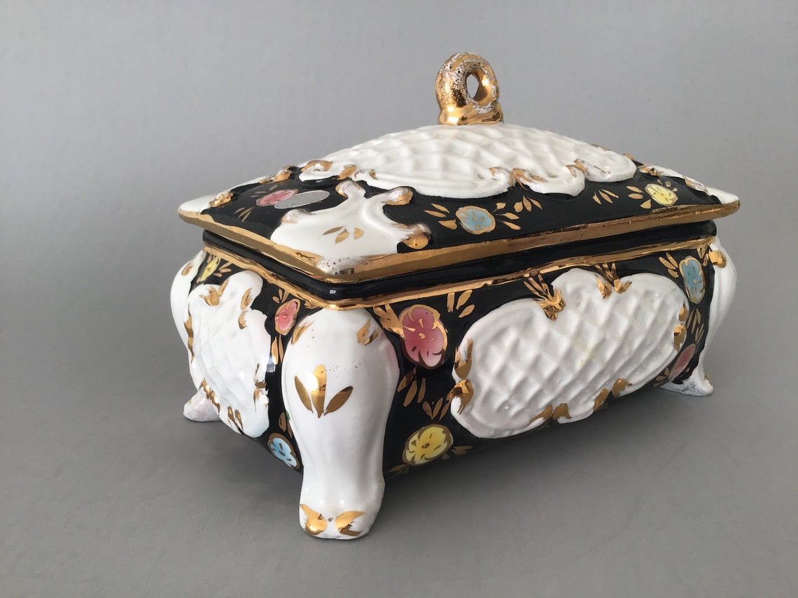Vintage Porcelain Hand Painted Jewelry Box Benrose Made in Etsy