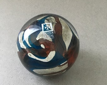 MDINA Art Glass Studio Paperweight Signed, Dated, Labeled