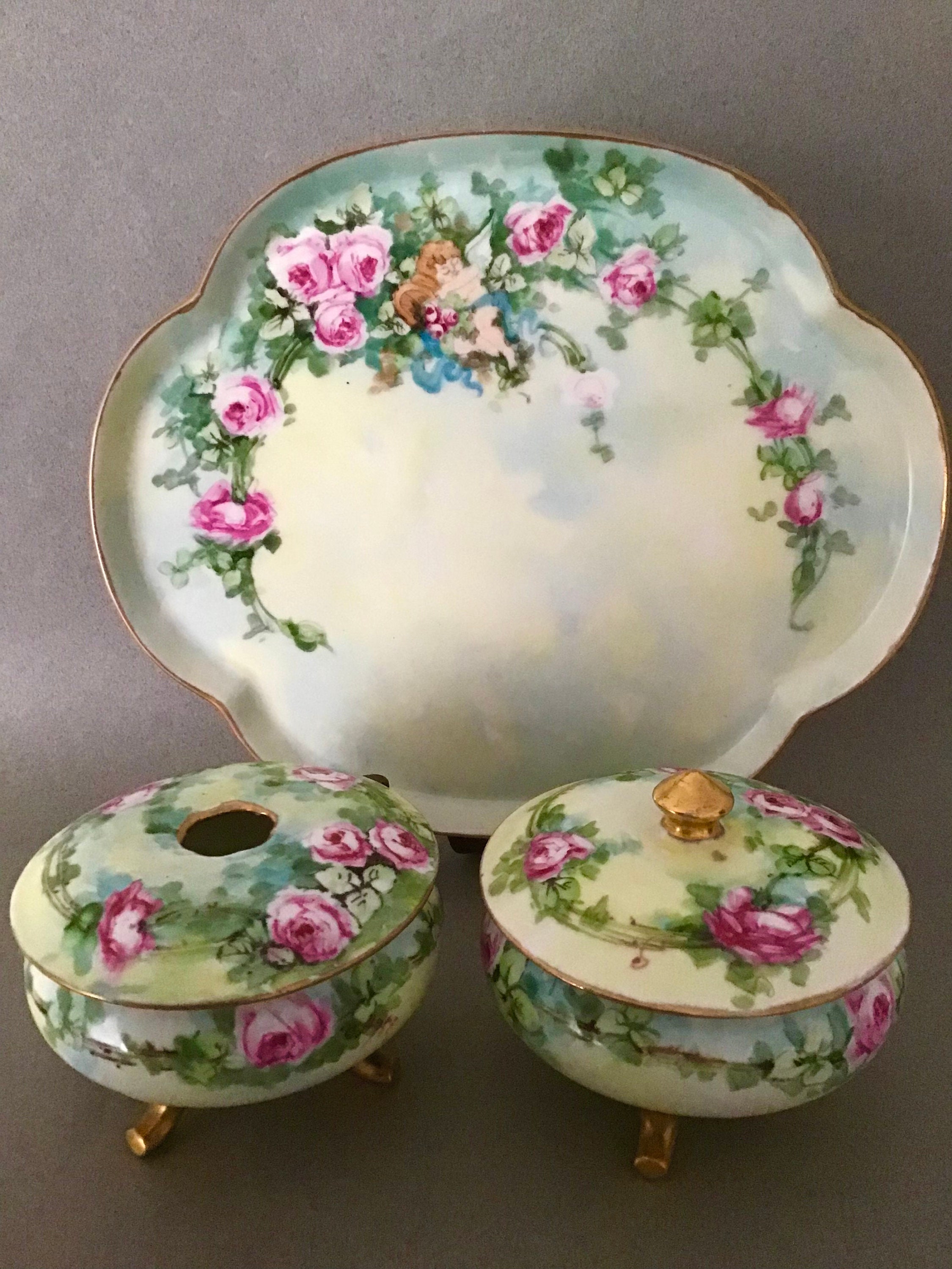 Antique Porcelain Boudoir Vanity Set 3pcs With Limoges and Etsy