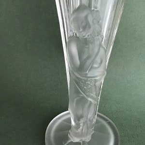 AntiquePressed Figural Glass Vase with Frosted Glass Woman