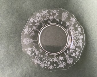 Cambridge Rose Point Clear Scallop Edge Lunch Plate Tea Party Plate Replacement Glass Plate