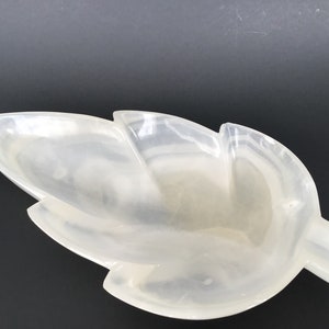 Vintage Alabaster stone Leaf Shaped Dish 11,5”
