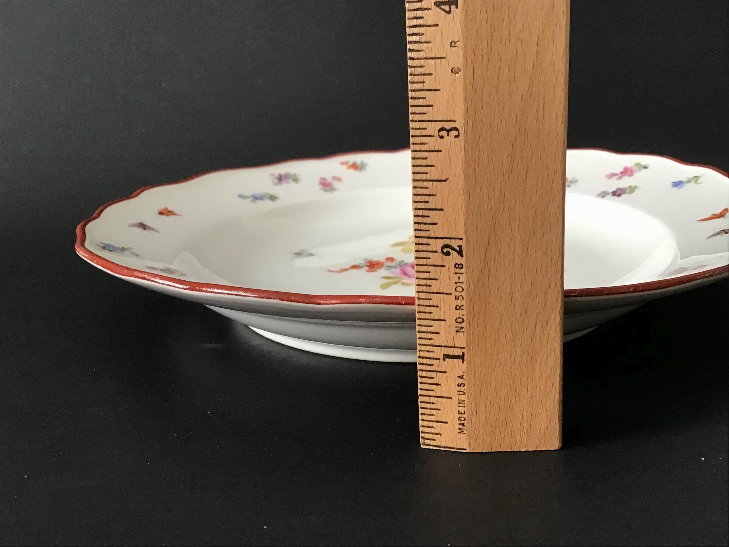 アンティーク マイセン マルチカラー フラワーブーケと昆虫 磁器