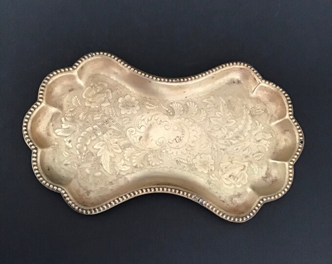 Vintage Pressed and Etched Brass Vanity Tray Etsy