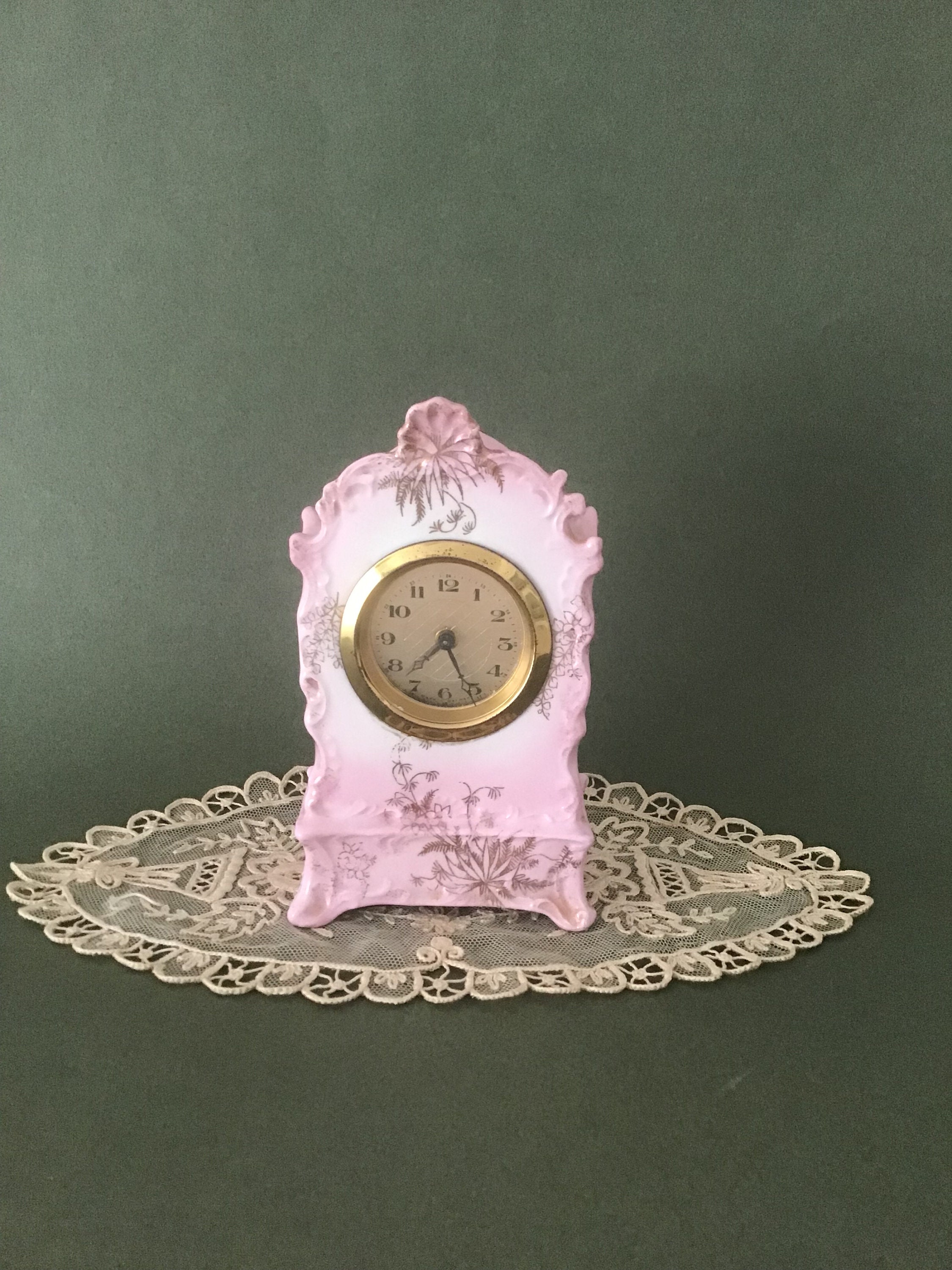 Antique Porcelain Mantle Clock Made in Germany in Late 1800s Etsy