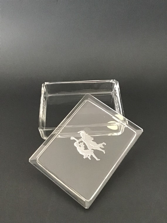 Bohemian Glass: Lidded Cigarette/Trinket Box Etch… - image 3