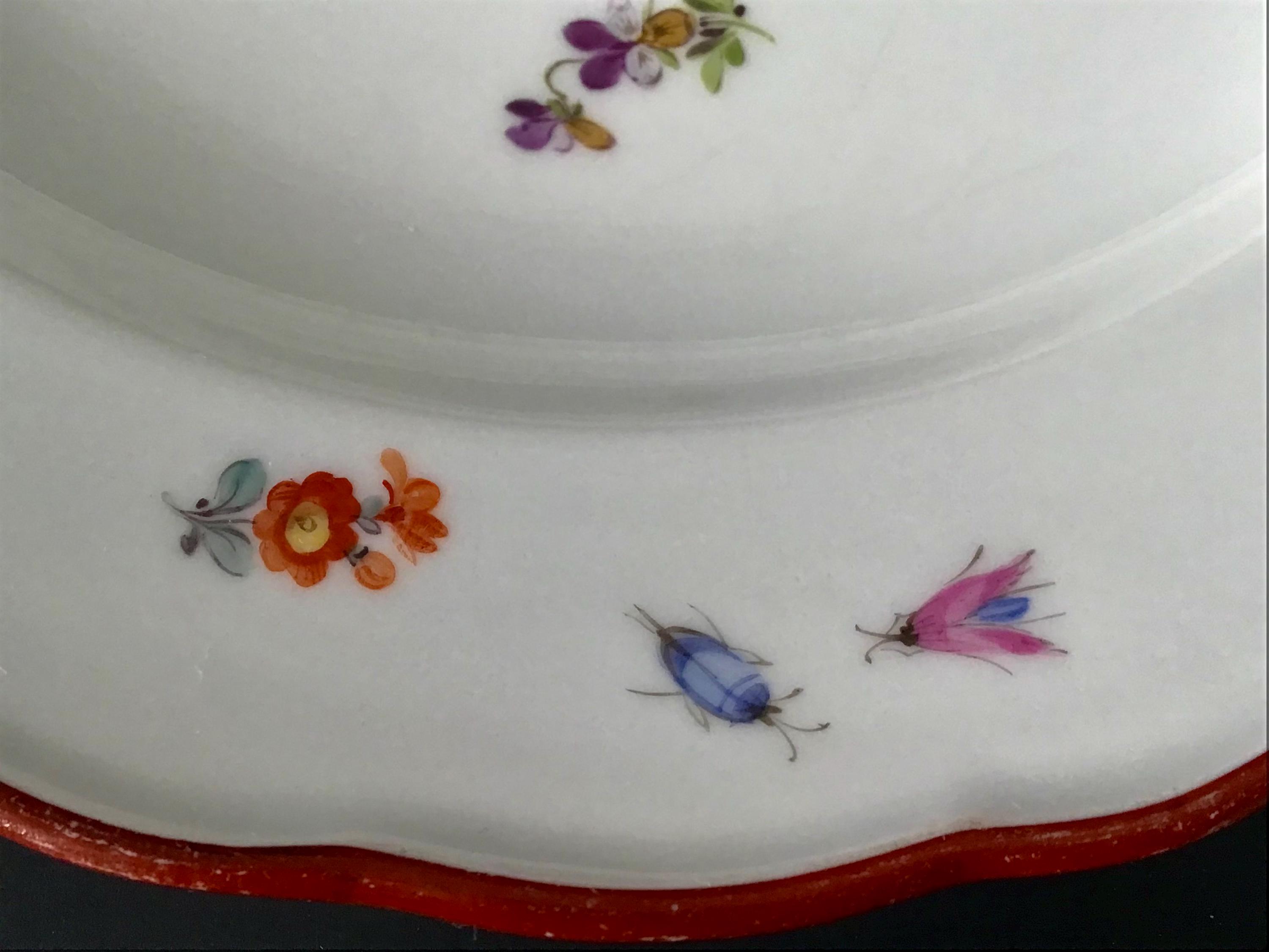 アンティーク マイセン マルチカラー フラワーブーケと昆虫 磁器 アンティーク マイセン マルチカラー フラワーブーケと昆虫 磁器