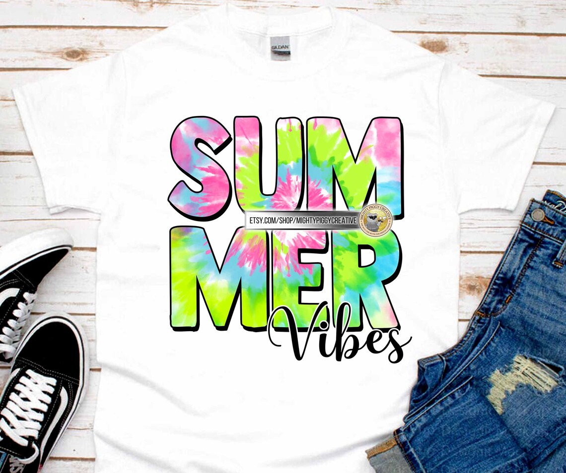 Summer Vibes PNG Sublimation Designs Download Digital Tie ...