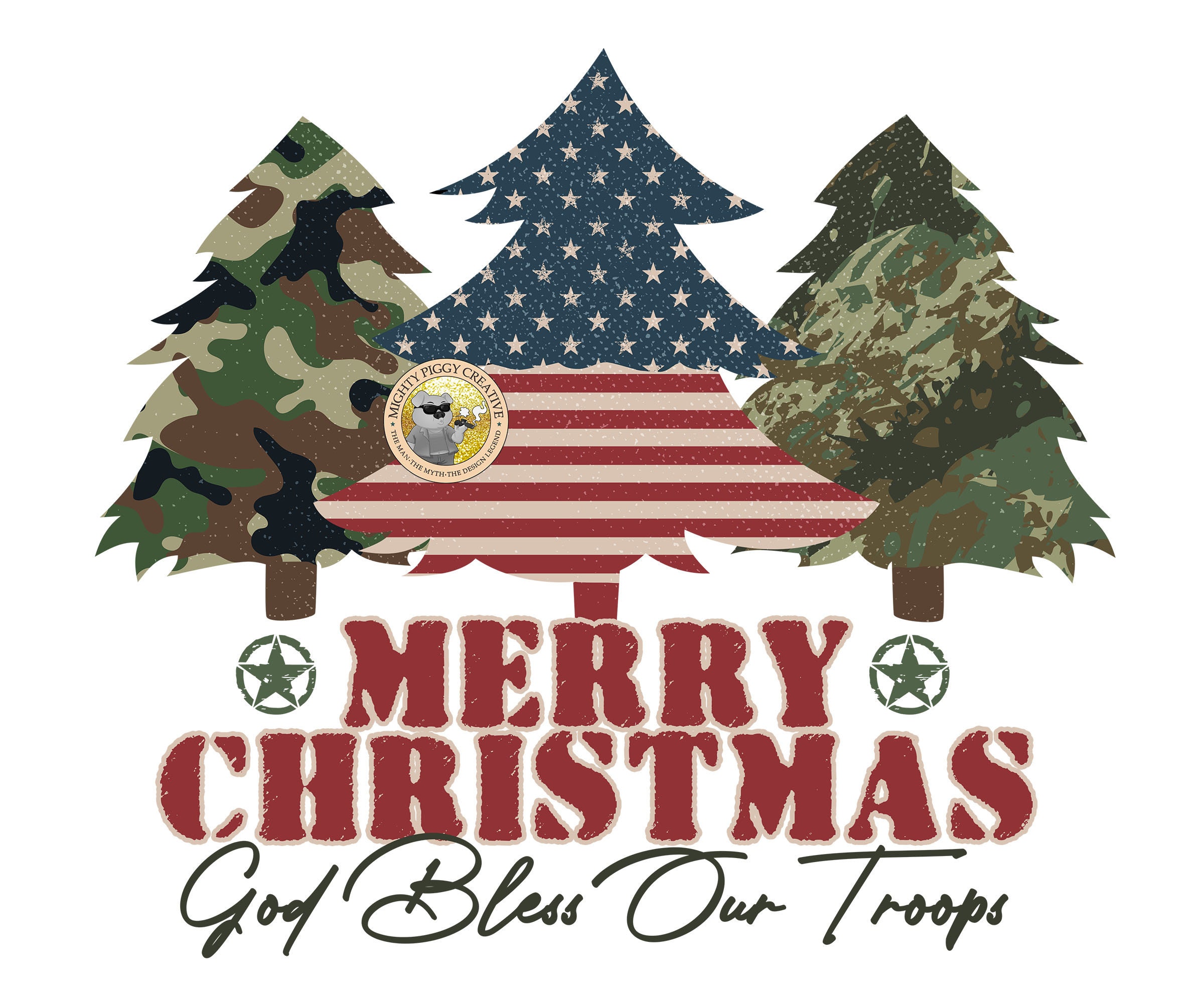 Merry Christmas God Bless Our Troops PNG Digital Download Etsy