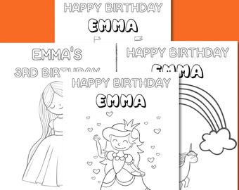 Personalized Birthday Coloring Pages, princess worksheet, preschool coloring page, coloring pages for girls, printable kids activities