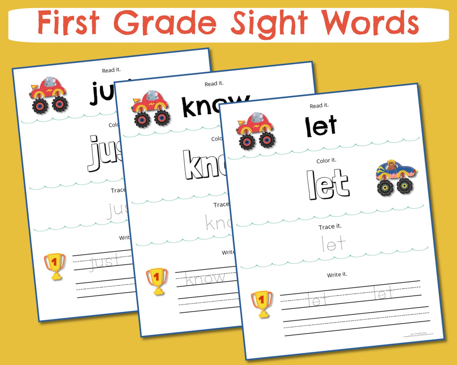 first grade sight word worksheets for kids handwriting etsy