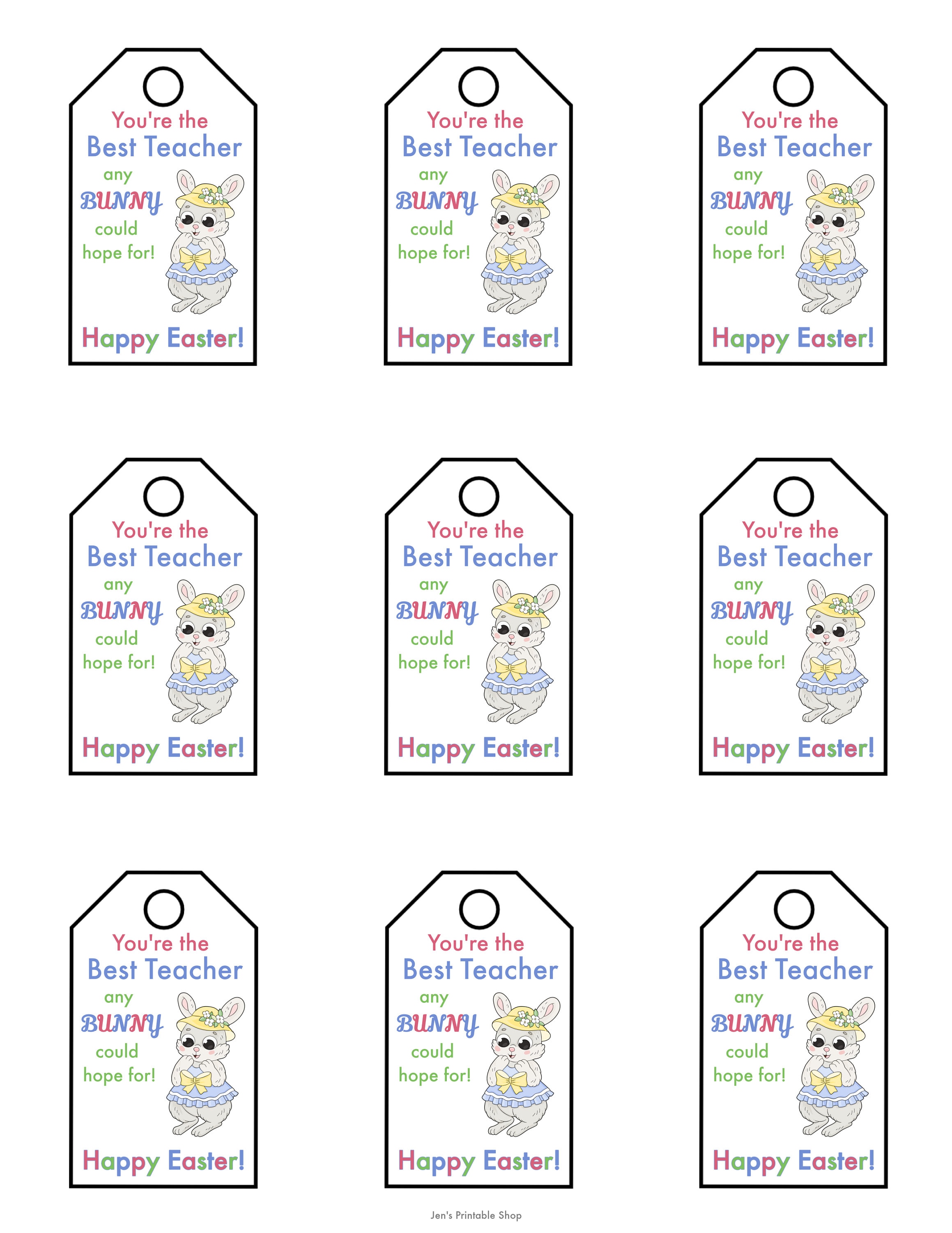 Printable Easter gift tags for teachers Easter treat tags Etsy